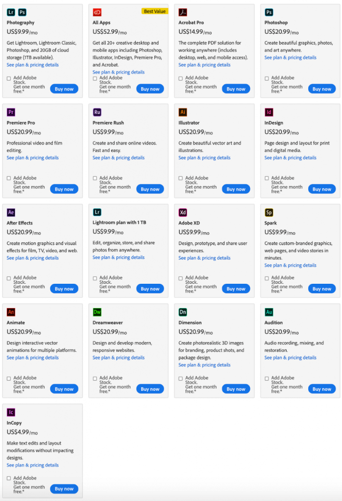 Adobe Pricing