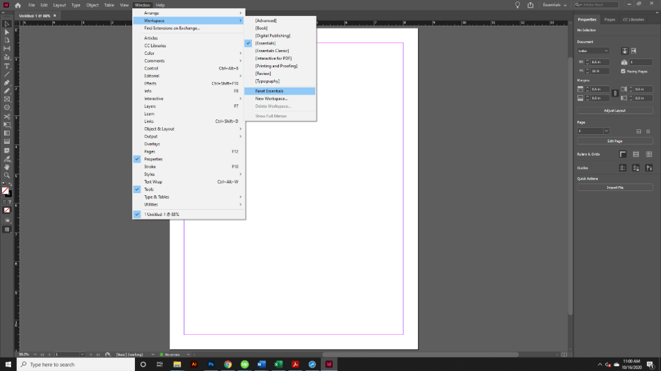 Adobe InDesign Interface