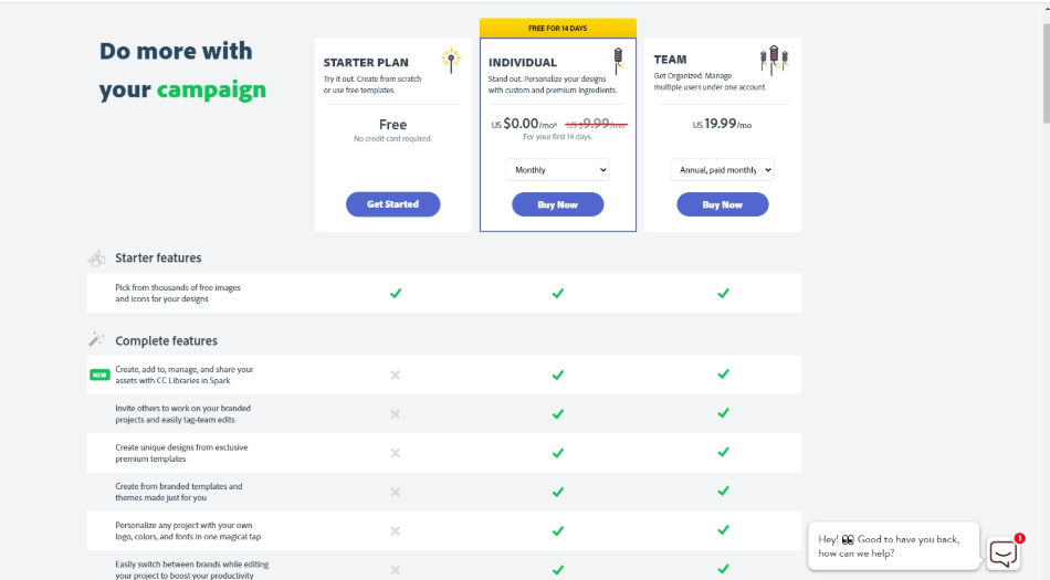 Adobe Spark Pricing