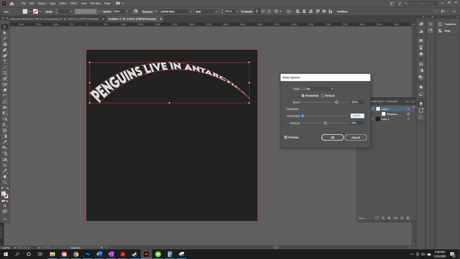 How to Curve Text in Illustrator 9