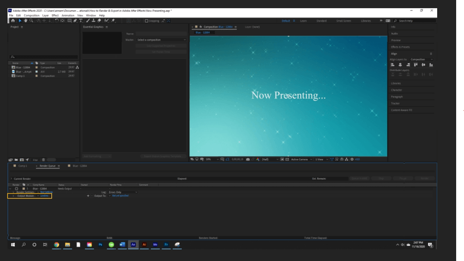 How to Render Export in Adobe After Effects 25