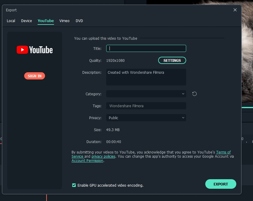 adding the title details for youtube video