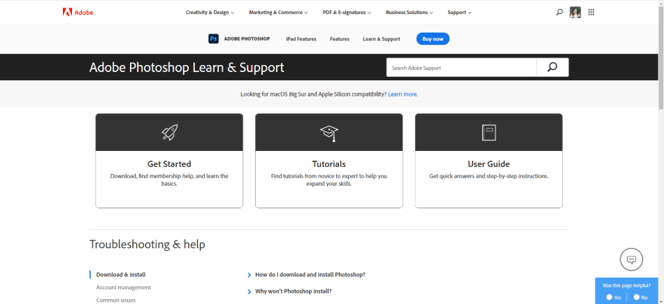 adobe photoshop learn and support