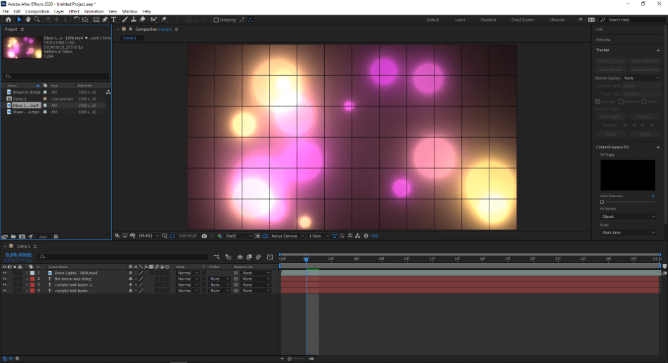 ae placing image to timeline