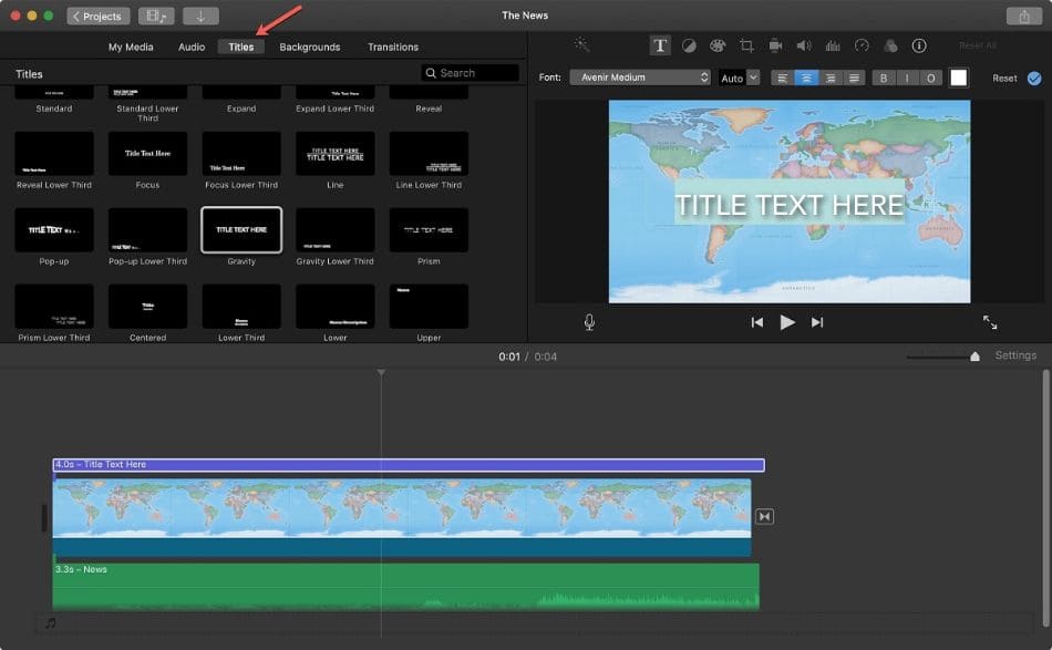 add text over video in imovie