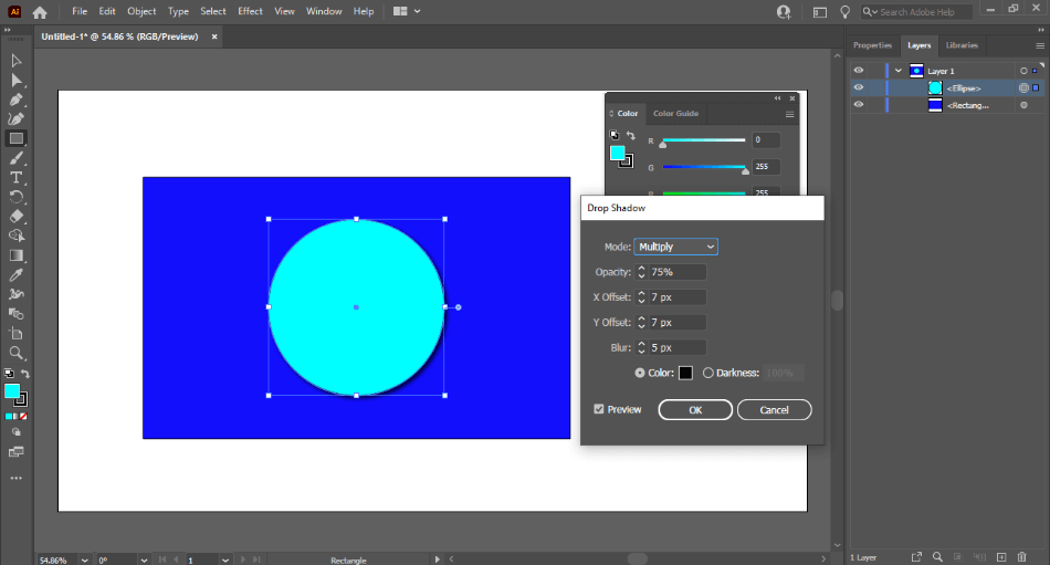 Adobe Illustrator Drop Shadow Options