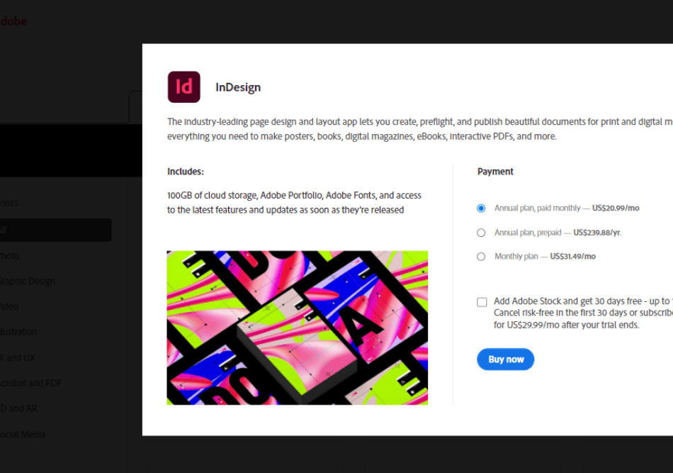 Adobe InDesign Price Tiers