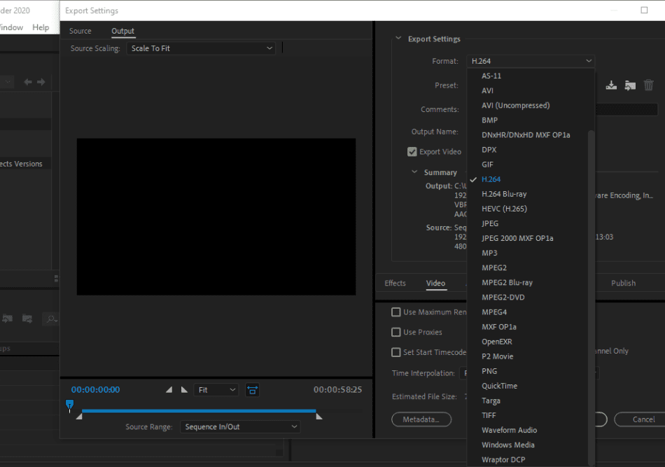 Adobe Media Encoder Video Settings 1 1
