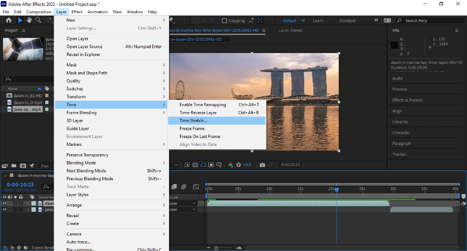 After Effects Applying Time Stretch