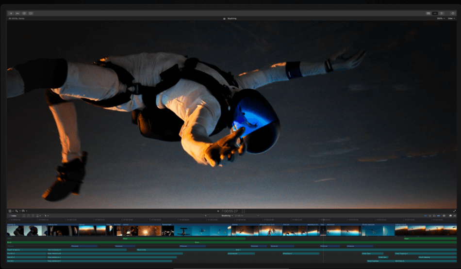 Final Cut Pro Editing footage of man in the sky