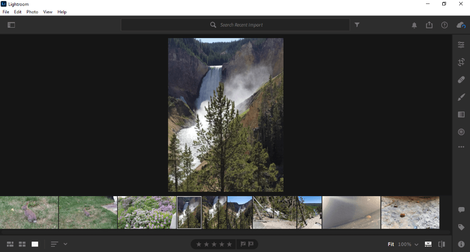 Lightroom Interface With Filmstrip