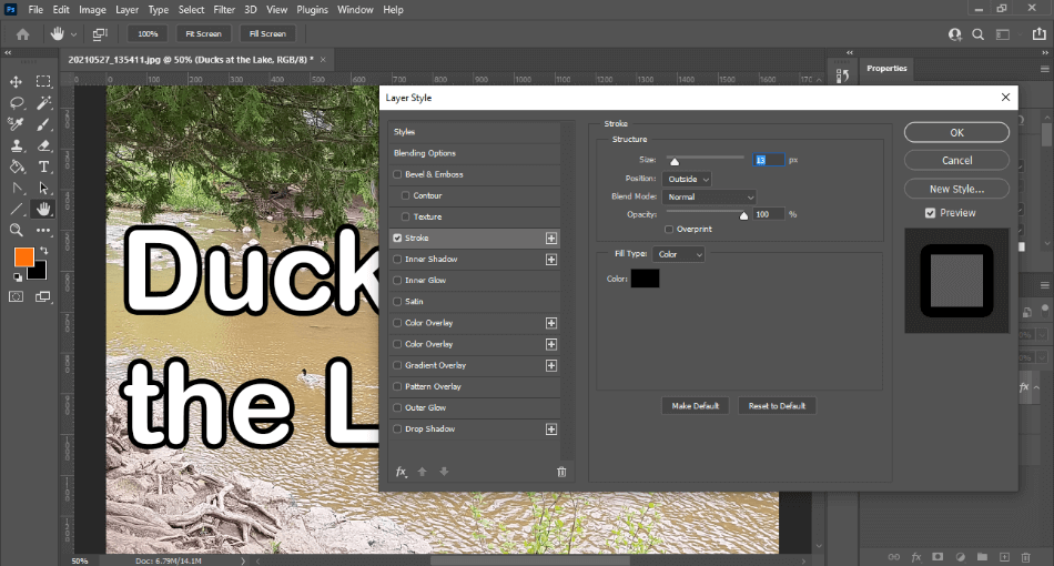 Photoshop Applying Stroke To A Text Layer