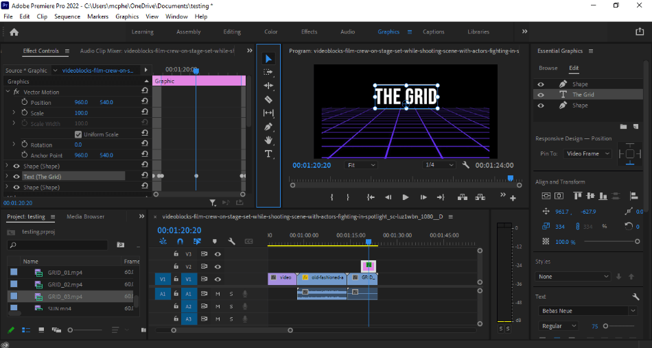 Premiere Pro with text being placed over video footage