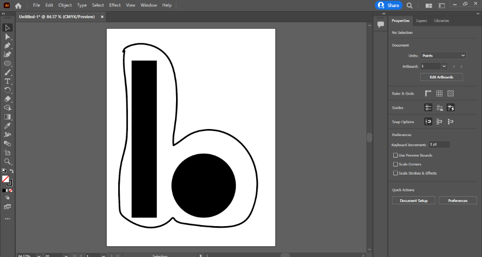 Adobe Illustrator using shapes to create letter