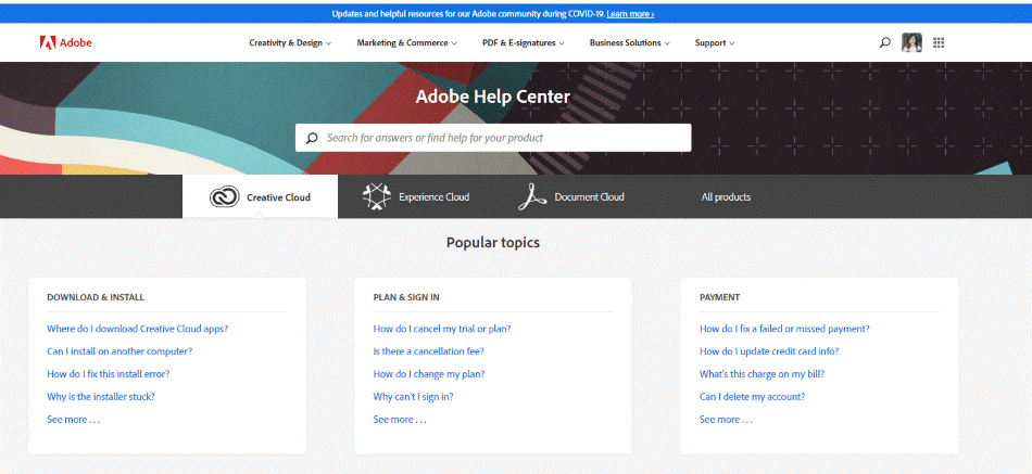 adobe help center