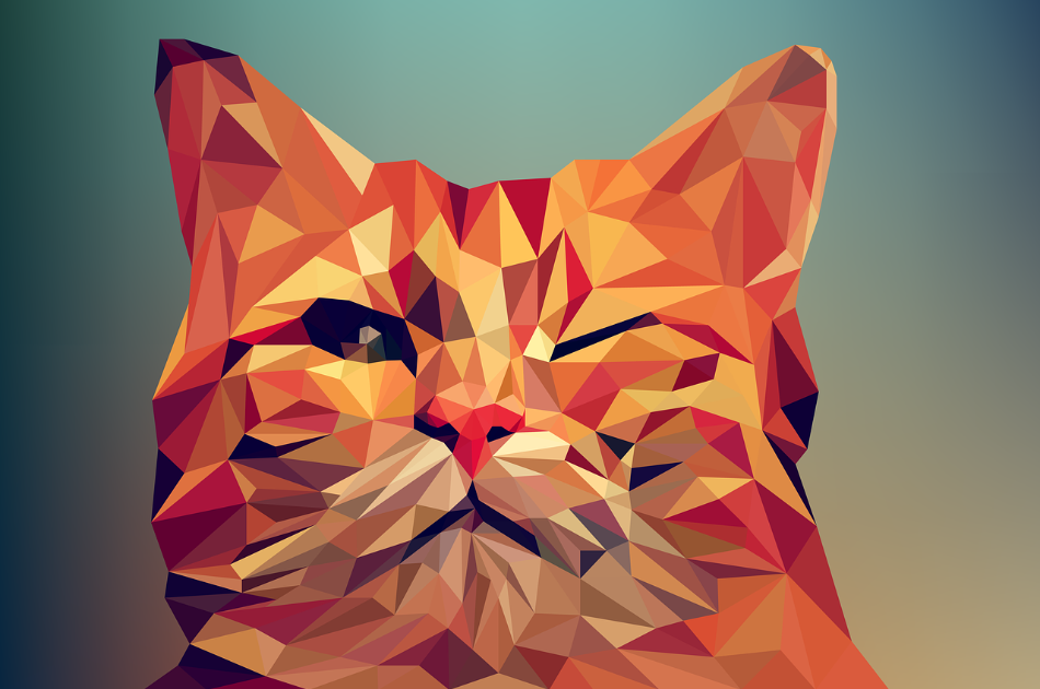 cat designed with polygons