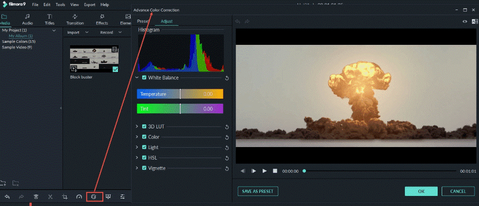 filmora color corrections