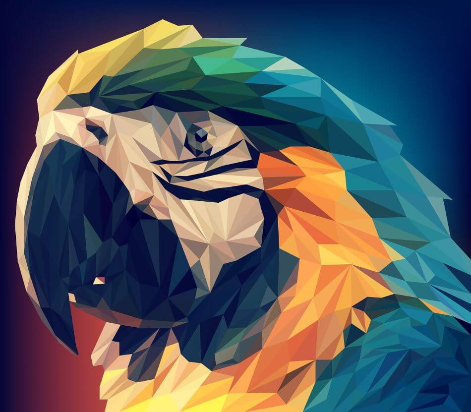 parrot image turned into vector graphics