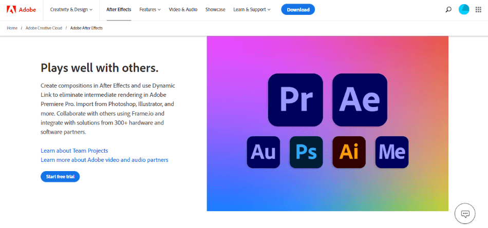 After Effects Compatability Page on Adobe Website