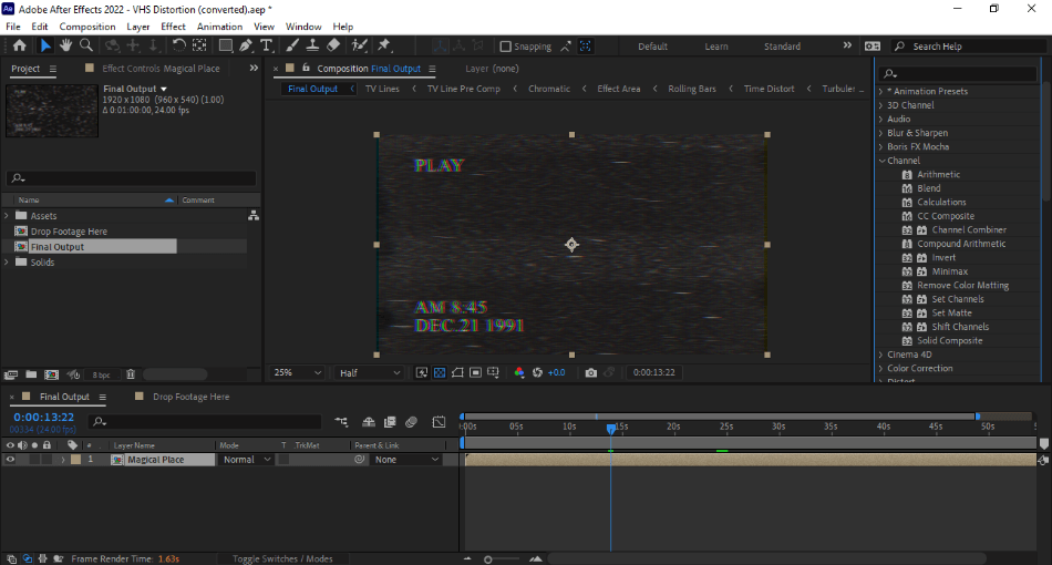 After Effects VHS distortion project
