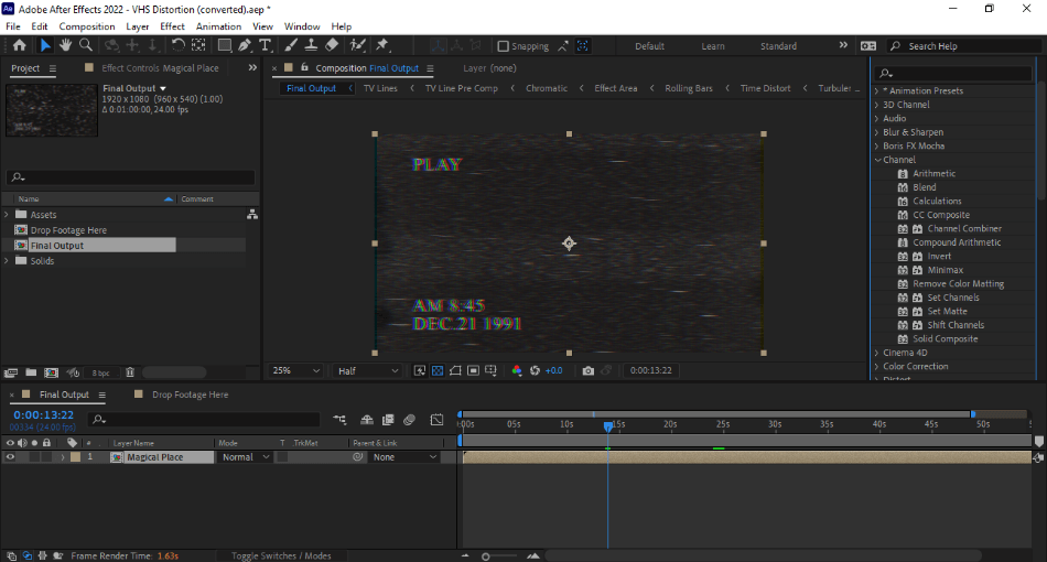 After Effects VHS distortion project 