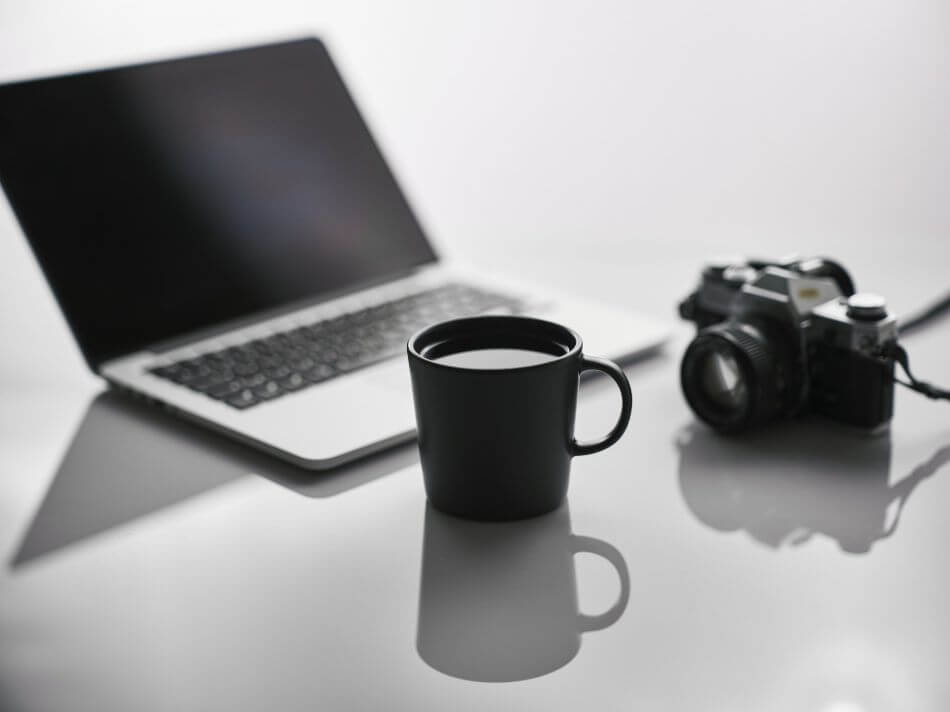 coffee laptop and camera