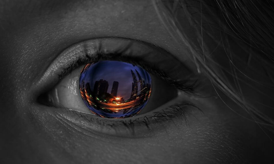 eyeball with city inside