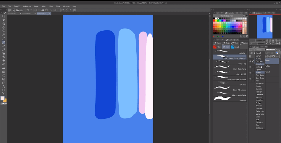 Clip Studio Paint playing with color and brush tool