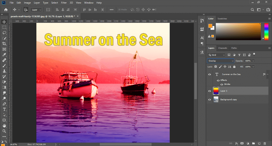 Adobe Photoshop color on layer