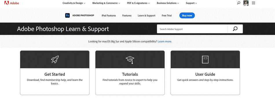 photoshop learn and support