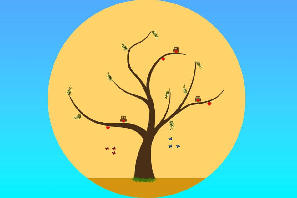vector artwork of tree with owl