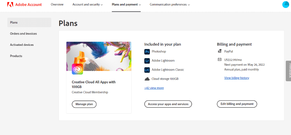Adobe website managing plans 1