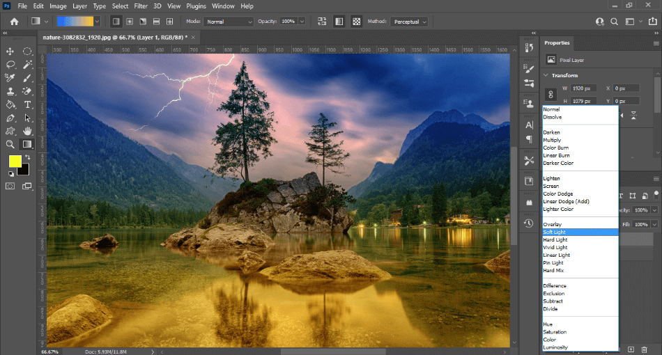 Photoshop CC landscape with lightning