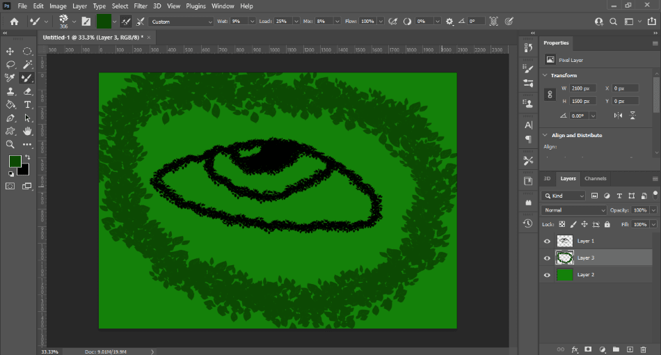 Photoshop painting of green eye