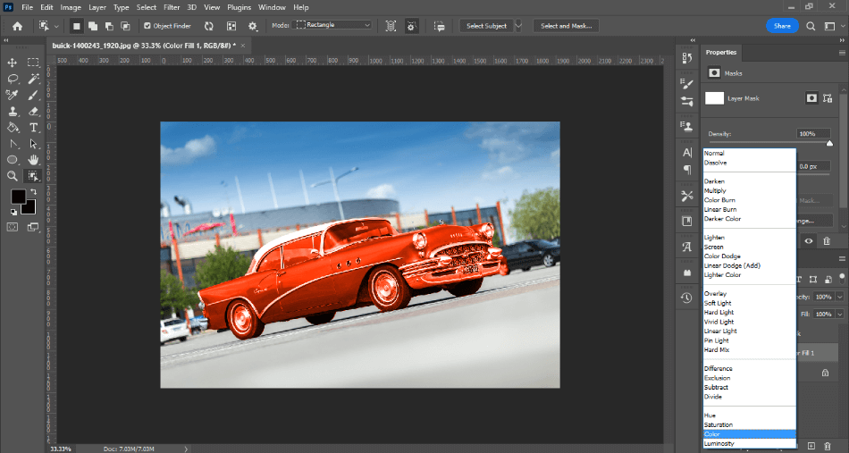 Photoshop Color Tutorial Car Color Blending Mode