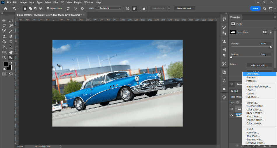 Photoshop Color Tutorial Car Fill Layer Select