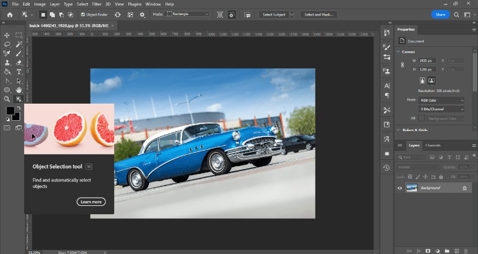 Photoshop Color Tutorial Car Object Selection Tool Select