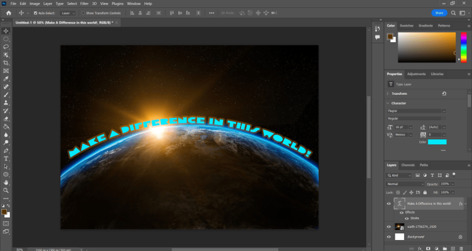 Photoshop Earth text poster 1