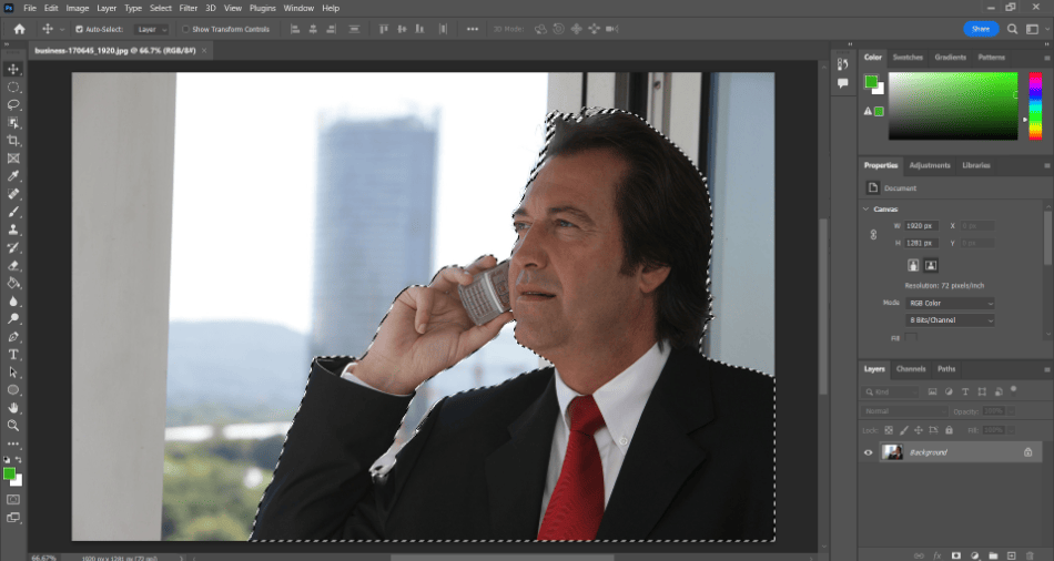 Photoshop business man selected