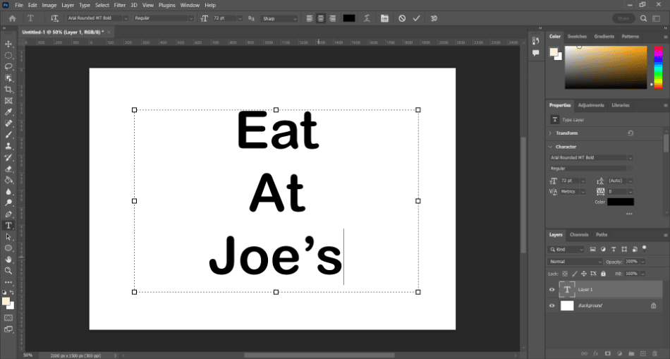 Photoshop eat at joes text 