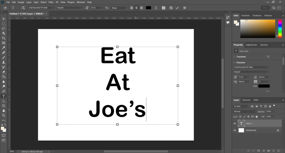 Photoshop eat at joes text