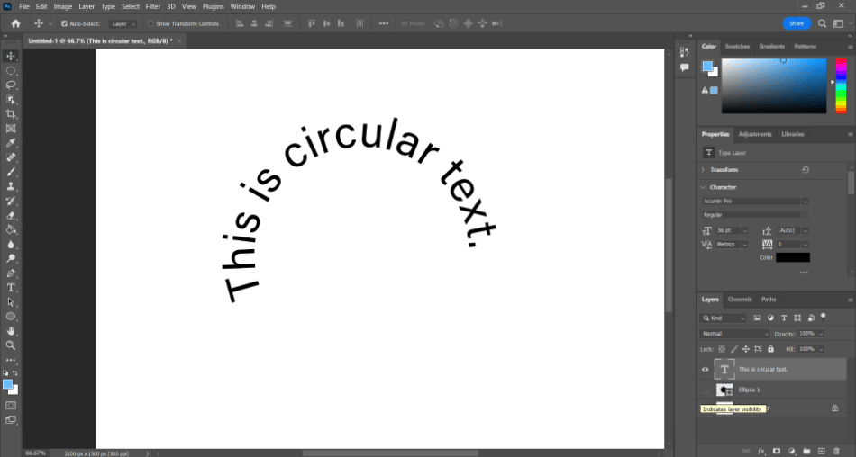 Photoshop text curved around circle 1