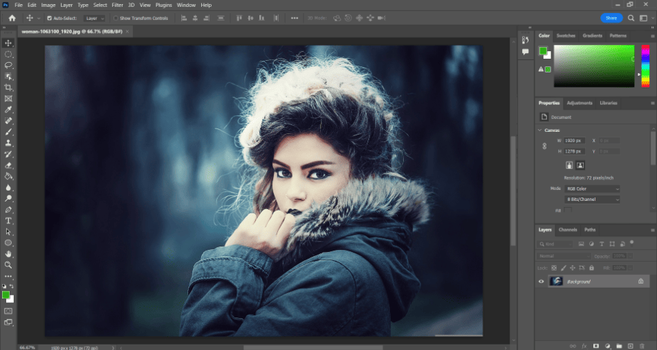 Photoshop woman in coat