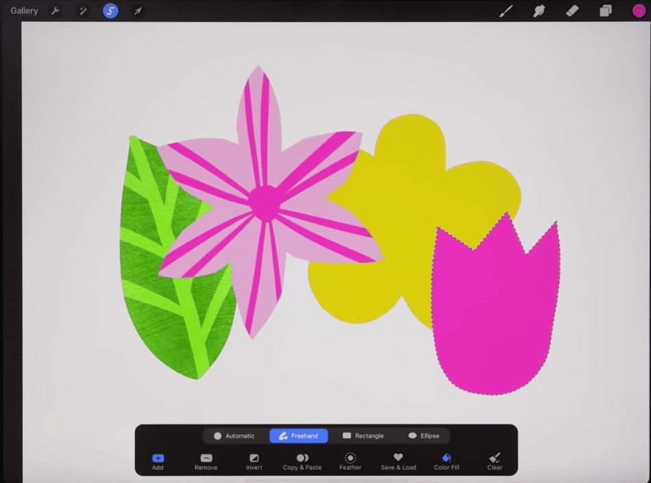 Procreate color fill selection freeform 1