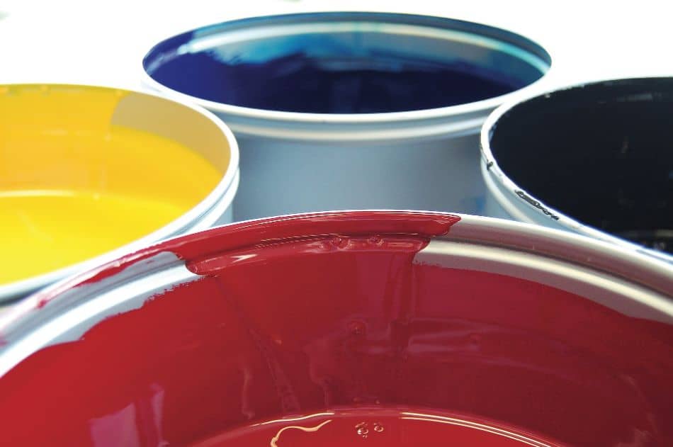 paint buckets full of paint