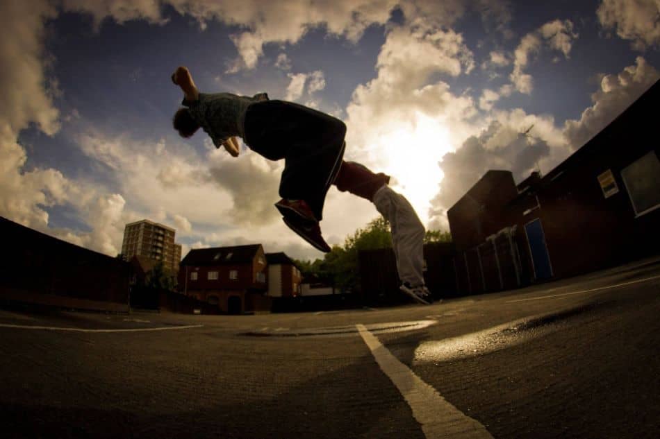 skateboarder flipping 1