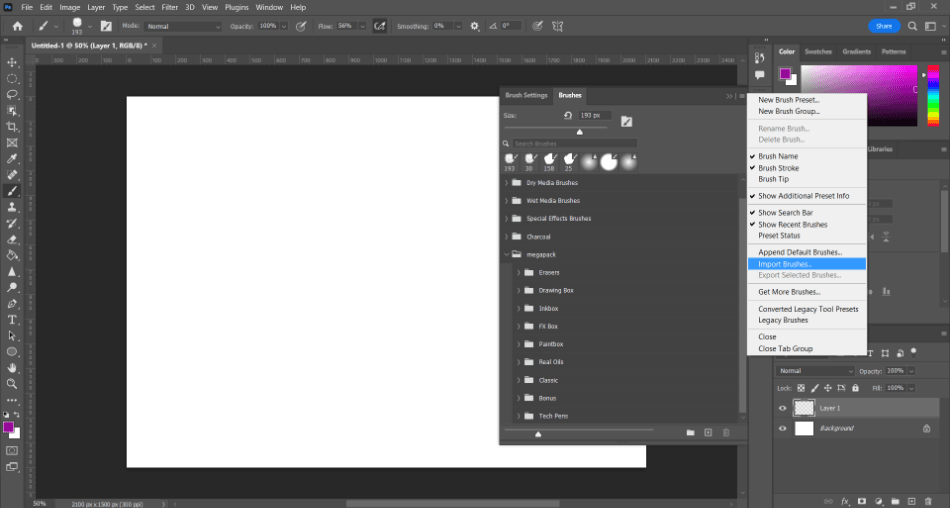 Photoshop brushes import 1