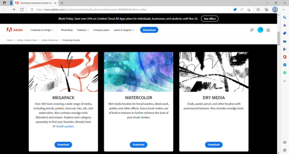 Photoshop brushes on adobe website