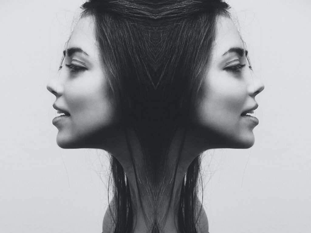 Here I mirrored a portrait of a woman to create a fun effect