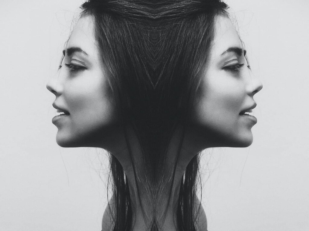 Here I mirrored a portrait of a woman to create a fun effect
